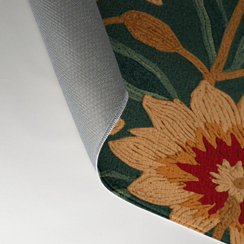 Botanical Green Indoor and Outdoor Area Rug, Rectangle 5 pi x 7 pi