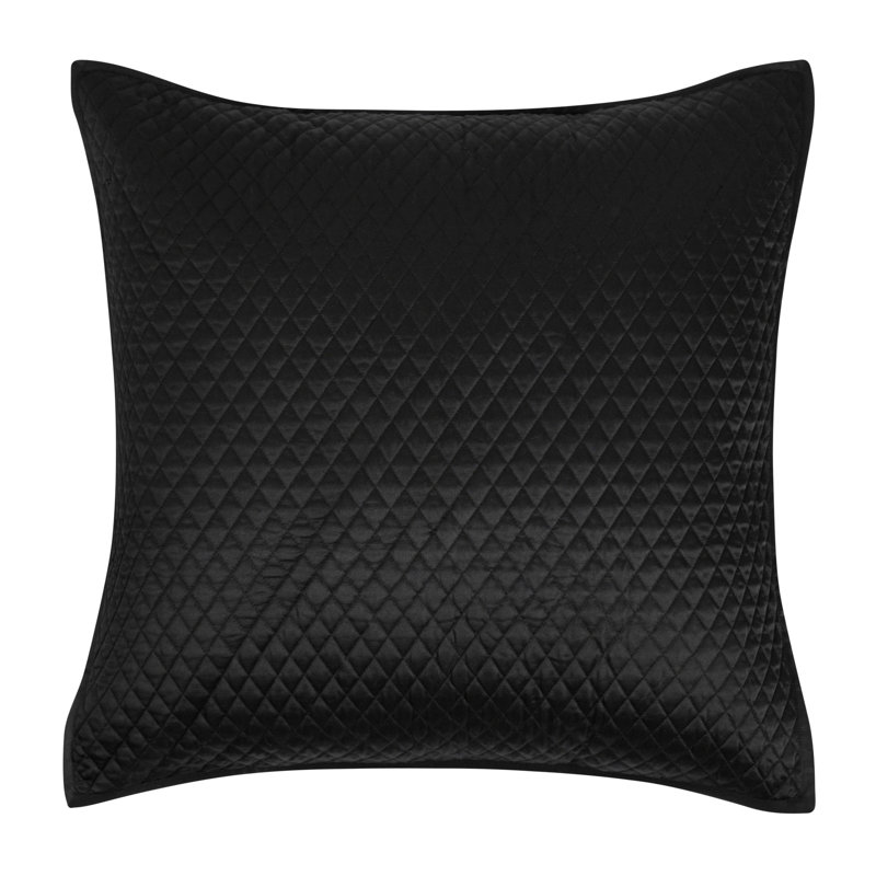 Taie décorative en satin de coton Winthrop, Européen, Noir