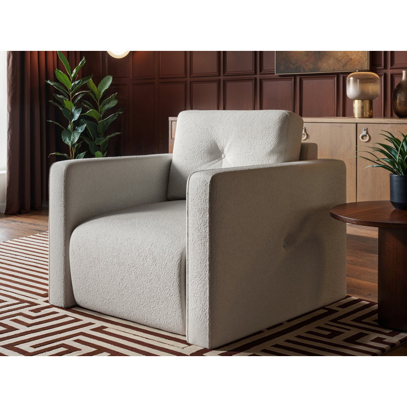 Upholstered Chenille Accent Chair, Beige
