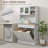 Kitchen Pantry Storage Cabinet With Charging Station, 2 Tilt Out Trash Cabinets And Microwave Stand, Freestanding Kitchen Hutch With Glass Doors And Adjustable Shelf-17186619