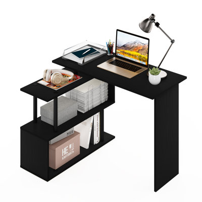 Dontay L-Shape Computer Desks with Side Shelves
