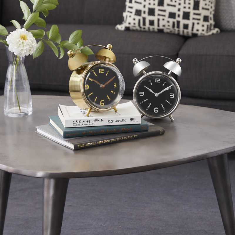 Horloge de table analogique à quartz en acier inoxydable