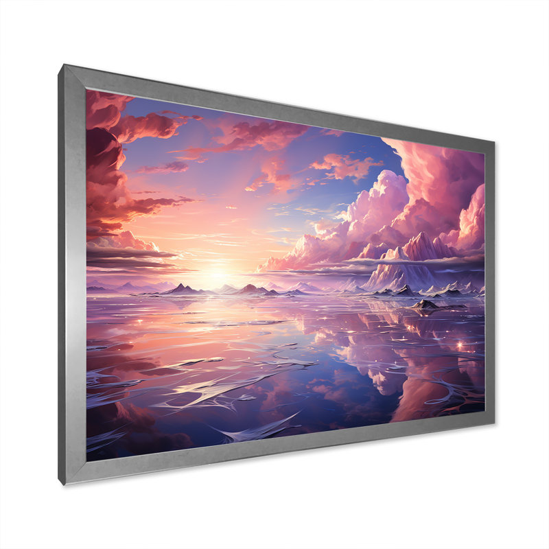 Kawaii paysage nuages IV, Cadre photo argenté, H 12 po x l 20 po x P 1 po