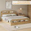 Lit plateforme en bois avec tête et pied de lit de rangement, structure à profil bas et sans sommier-1164975946-1164975958
