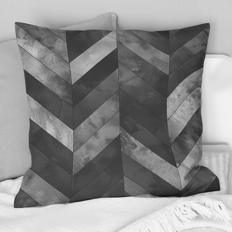 Coussin décoratif gris Modern Herringbone Flow III, H 16 po x l 16 po