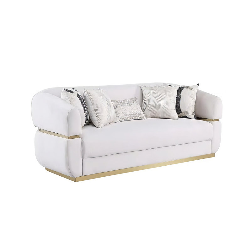 Salon 2 pièces Caramelo - blanc, Velours blanc