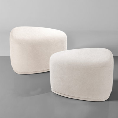 Caras Upholstered Light Sand Triangular Compression Ottoman No Assembly Required (Set of 2)
