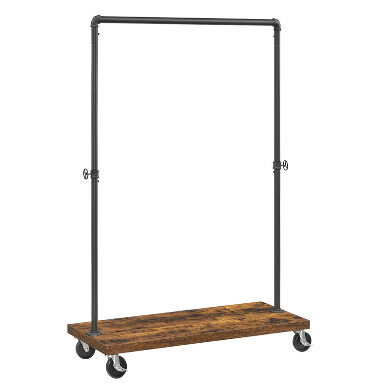 Durand 104.5cm Rolling Industrial Pipe Clothing Rack, Dark Brown