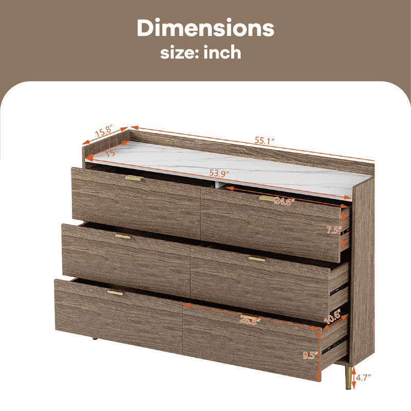 Commode 6 tiroirs Zeilah, Noyer
