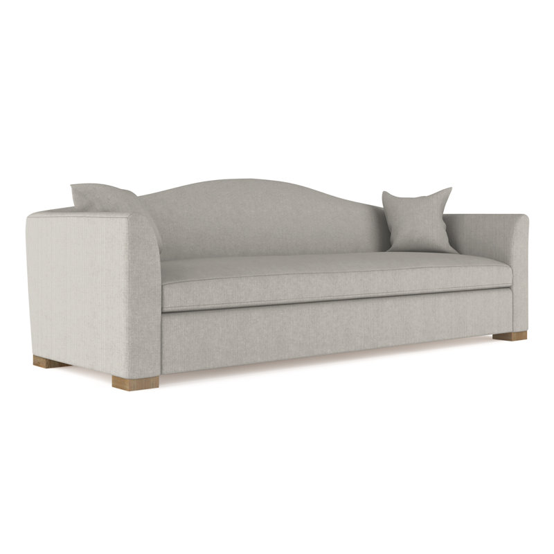 Canapé Horatio, Lin à tissage carré argenté, H 33 po x l 108 po x P 36 po, Ébène