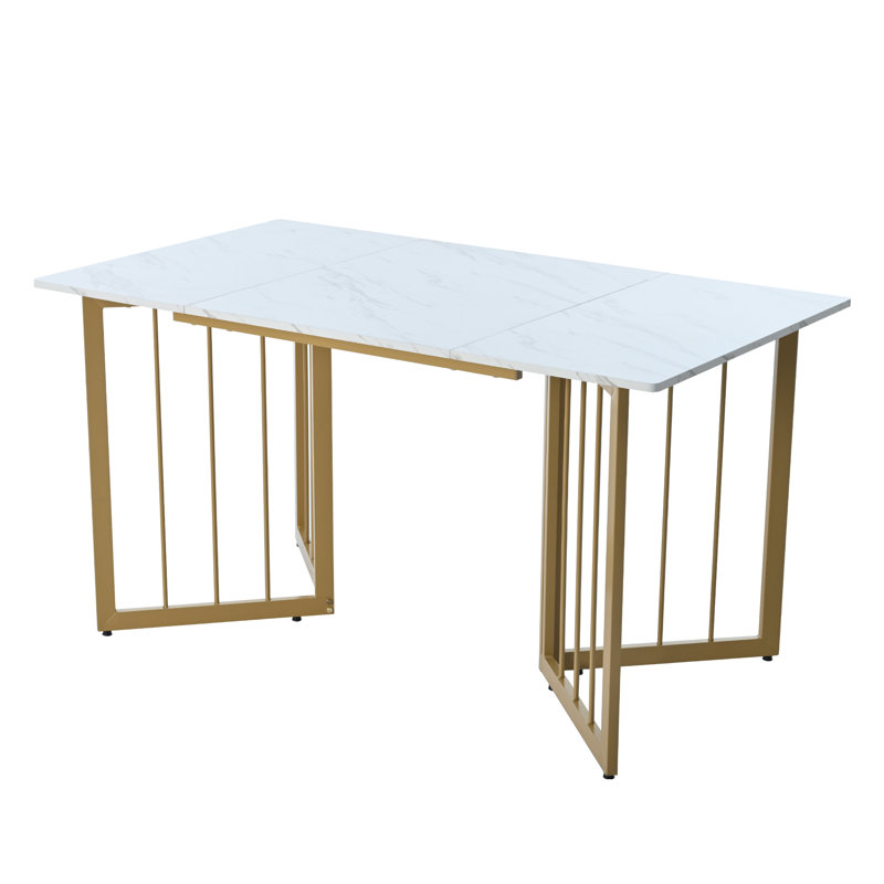 Glosco Metal Base Dining Table, Gold