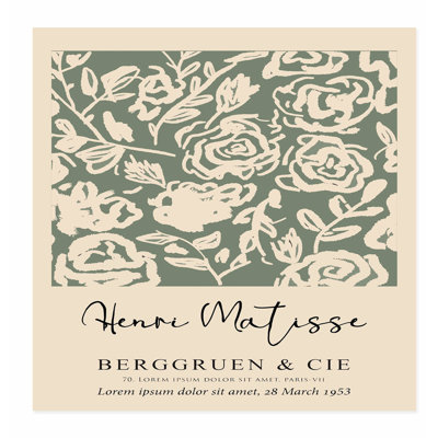 Floral, sauge, matisse verte, fleurs, roses, bohémien, reproduction d'art non encadrée