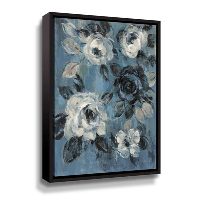 " Loose Flowers On Dusty Blue II " Painting Print