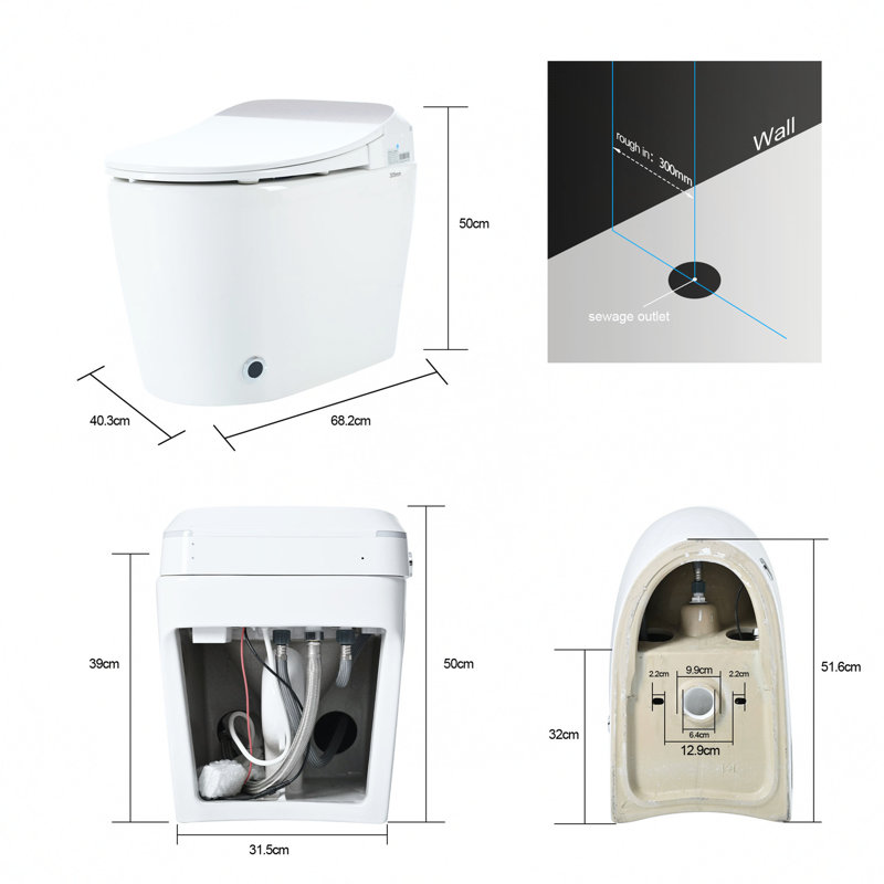 Toilette allongée à bidet au sol avec création GPF (siège inclus)