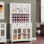 Garde-manger autoportant avec comptoir à micro-ondes - 3 tablettes réglables, 5 portes en verre, 1 grand tiroir