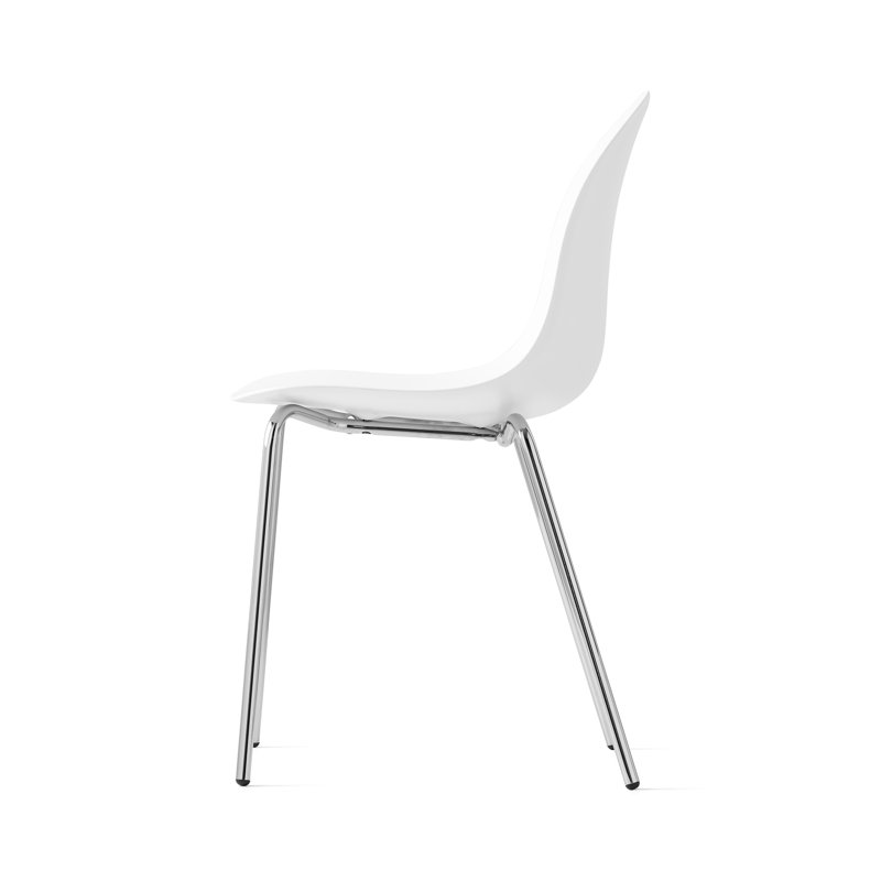 Academy Armless Chair with Metal Frame, Matte Optic White/Chrome