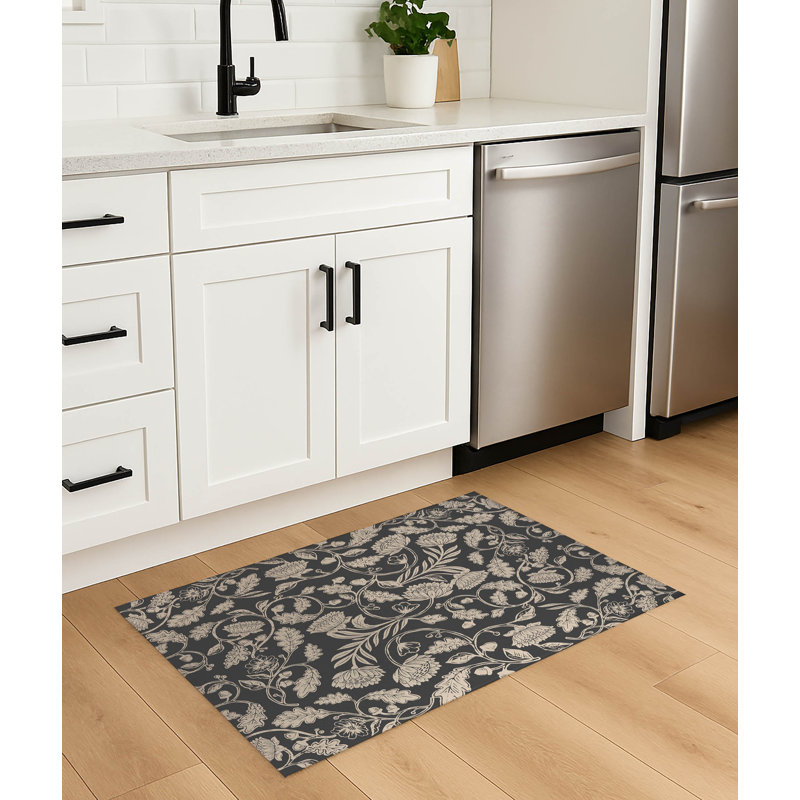 Tapis de cuisine antidérapant Autumn Vines, Gris anthracite, Rectangle 4pi x 6 pi