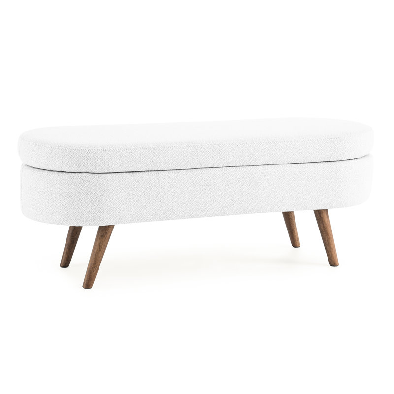 Fabric In White Linen With Heavy-Duty Rubber Wood Support Decorative Robust Legs, White