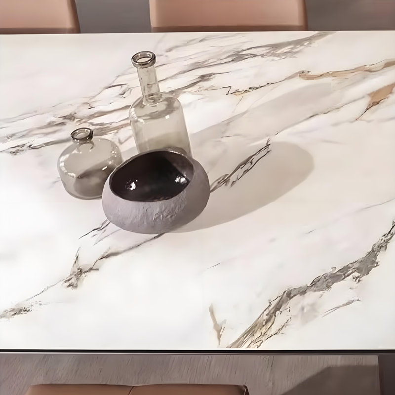 Rock Slab Table with Stainless Steel Legs, 29.52"H x 55.11"L x 31.49"W