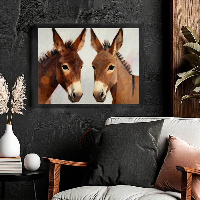 Art encadré noir, portrait d'un animal rustique chaleureux, reproduction d'art encadrée, H 9 po x l 11 po