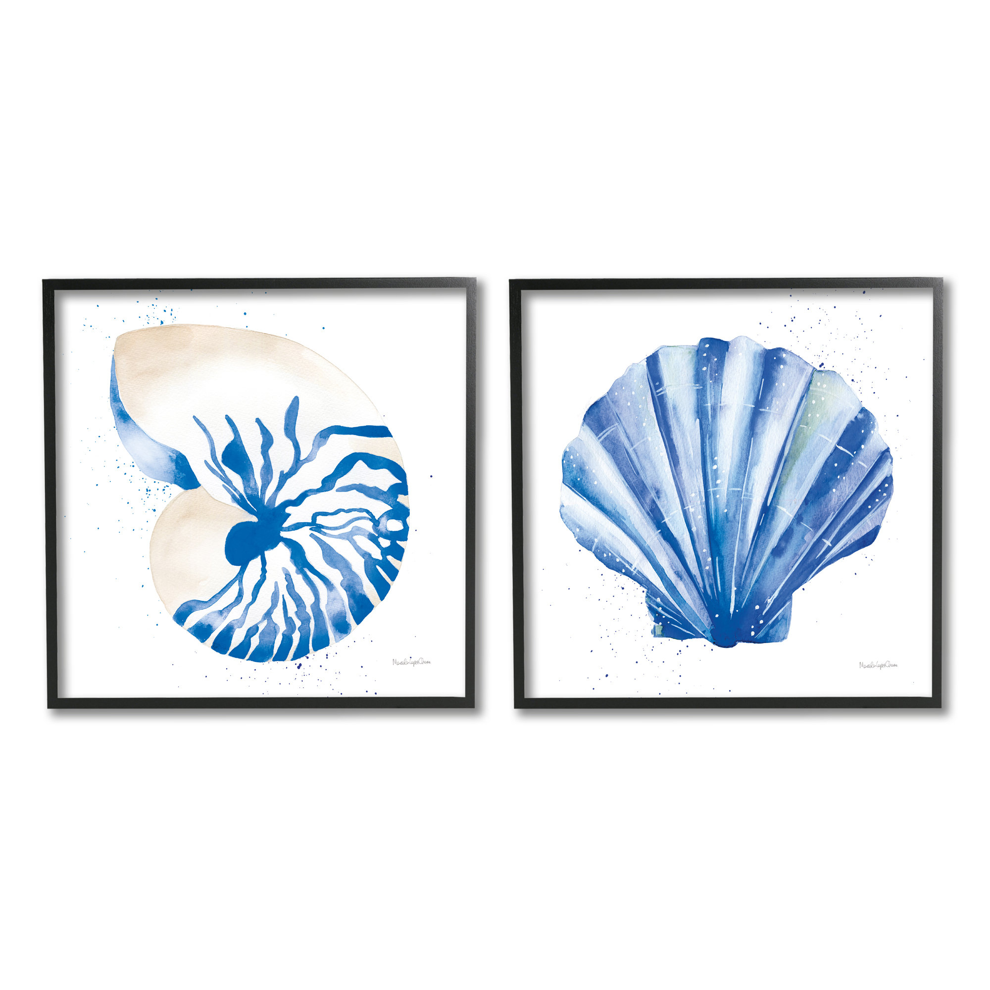 Stupell Industries Various Seashells Blue Beach Line Patterns 4