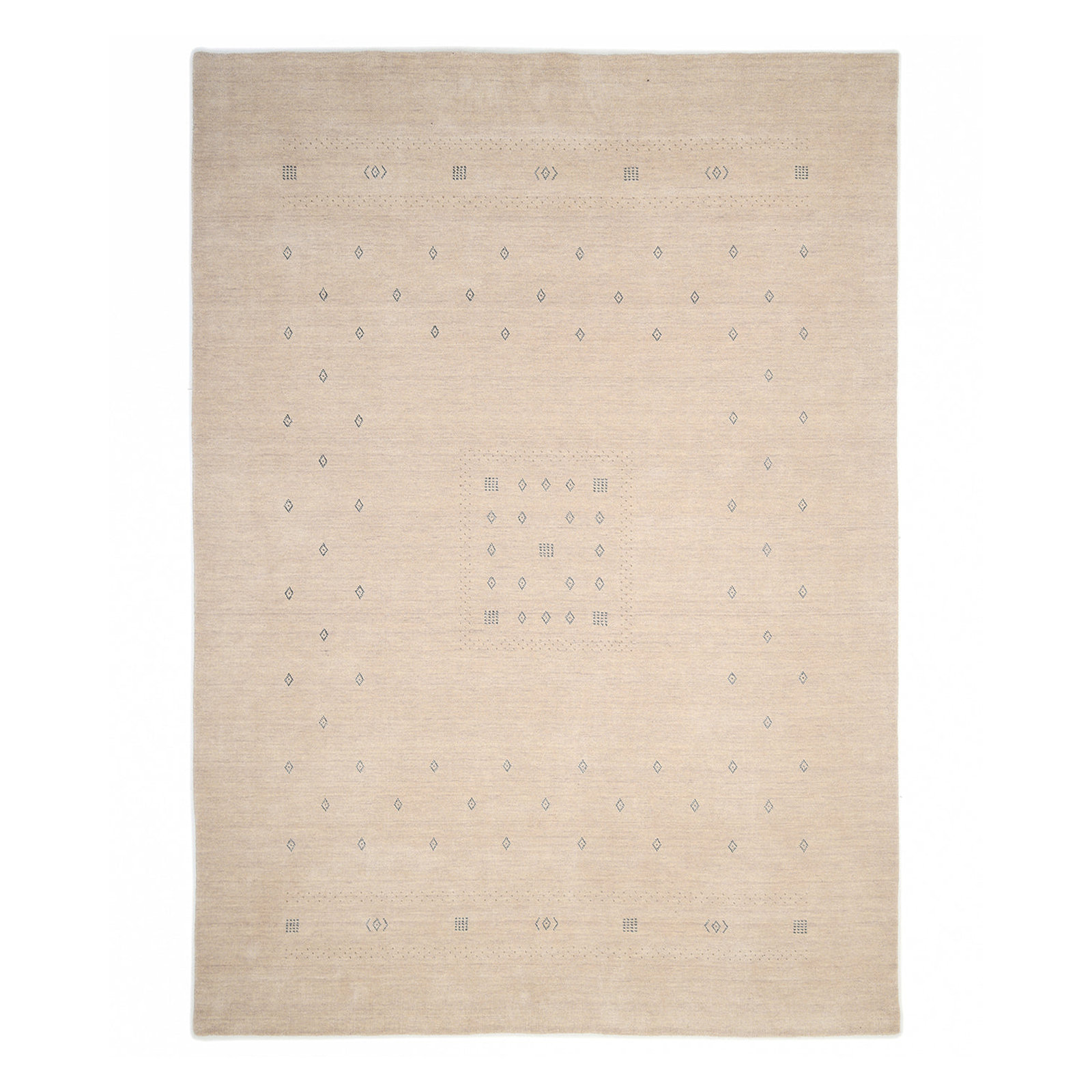 Simi Hand-Woven Geometric Cotton Wool Rug, Rectangle 9' x 12', Light Camel