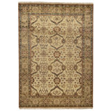 Hand Knotted Wool Area Rug in Cream And Gold