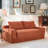 Loveseat Compression Sofa Bed Boneless Couch, Convertible 2-in-1 Design, Corduroy Fabric - Compact Memory Foam Couch For Small Spaces, Apartments, Home Office & Bedroom (orange)-924947499-938331438