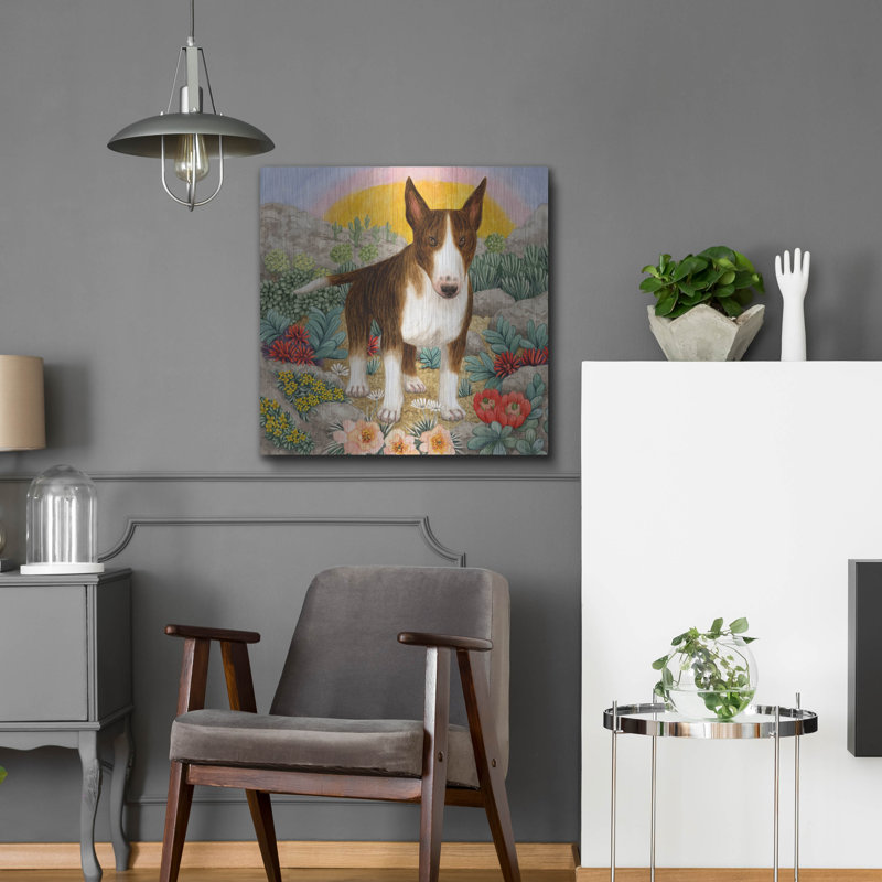  «Bull Terrier» par Gale Pitt, art mural en métal, 24 po x 24 po, H 24 po x l 24 po