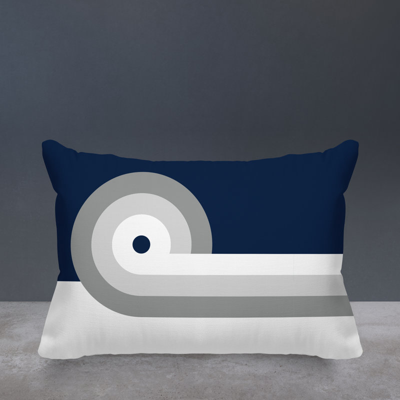 Coussin décoratif intérieur / extérieur Zabo Minimalist Mid-Century, Gris / bleu marine