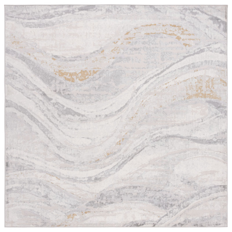 Palma Gray and Beige Abstract Square Rug