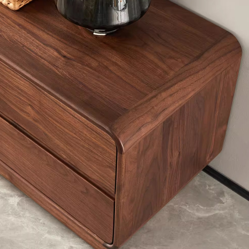 Meuble télé simple en bois de noyer noir, H 18,89 po x L 70,86 po x l 15,74 po