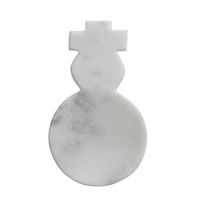 Repose-cuillère en forme de bonhomme de neige en marbre