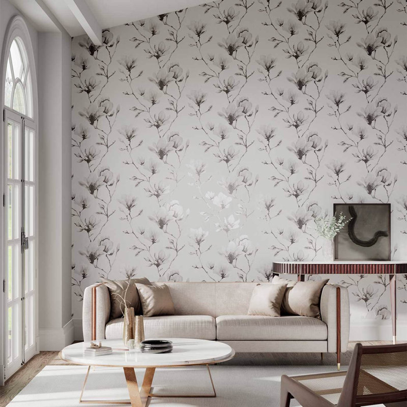 Lotus 10.05m x 68.6cm Wallpaper Roll, Ivory/Gilver