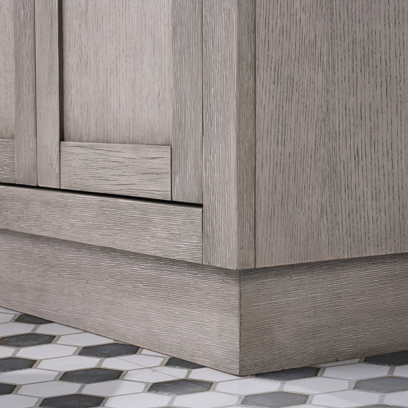 Chestnut 30" Carrara White Marble Countertop Bath Vanity with Faucet, Gray Oak, Faucet Included