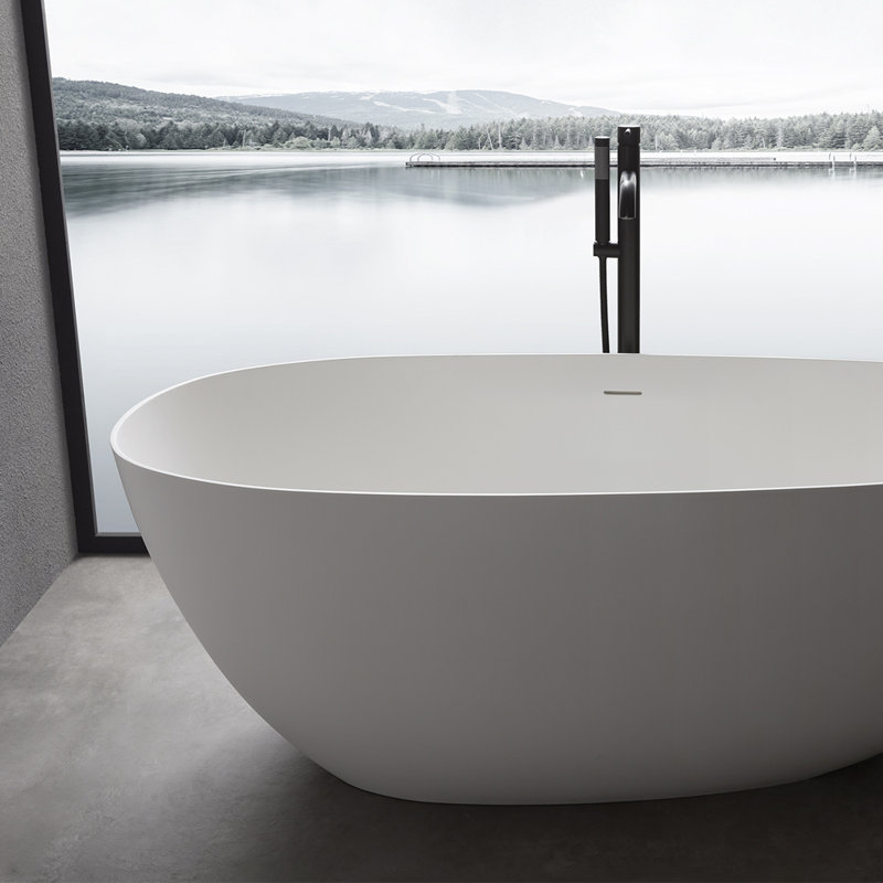 59'' L x 30.7'' W Freestanding Soaking Solid Surface Bathtub