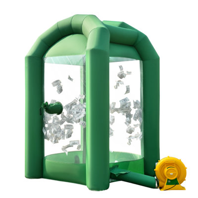Cabine gonflable avec soufflerie 8,2 x 5,2 x 5,2 pi avec souffleuse - Distributeur automatique de billets pour les salons, les activations de marques et les événements (Vert)