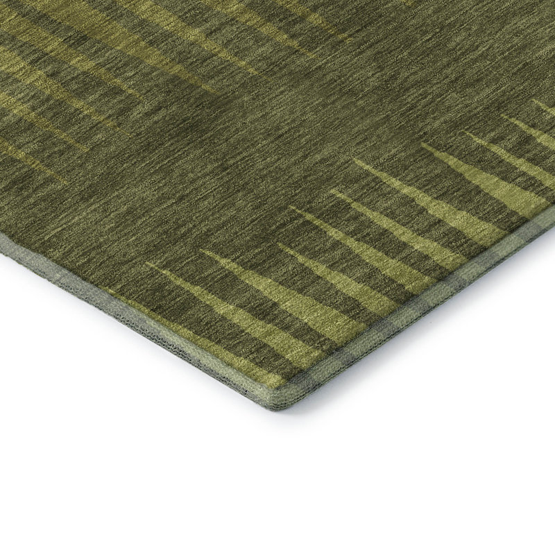Premium Machine Washable Prisco Olive Rug, Rectangle 9' x 12'
