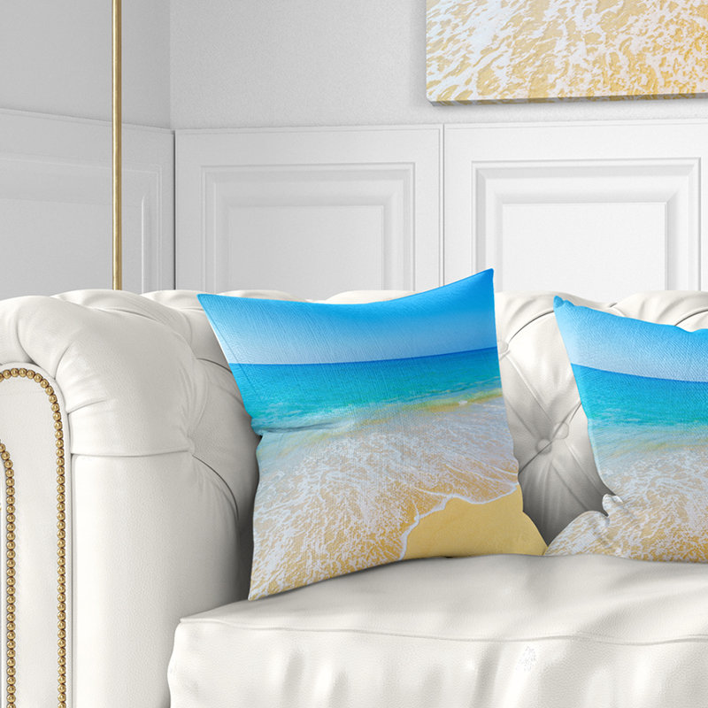Coussin décoratif vagues de mer de seascape calme, 18 po x 18 po, Coussin décoratif