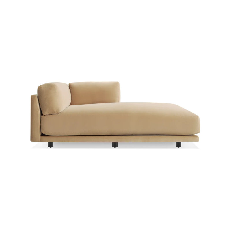 Sunday Chaise Lounge, Right Hand Facing, Camel Velvet Polyester Blend