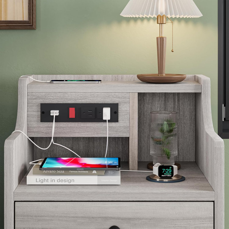 Night Stands For Bedrooms Set Of 2, Gray