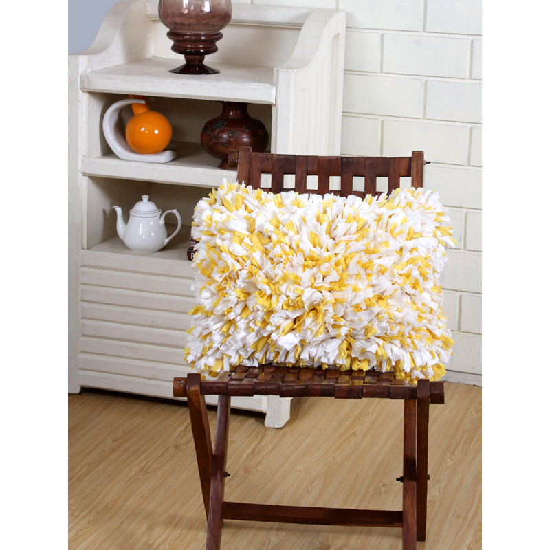 Abstract Cotton Throw Pillow, Yellow
