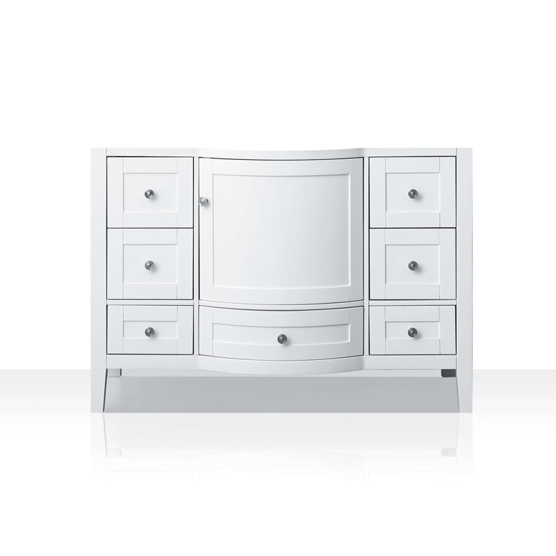 Ensemble de meuble-lavabo simple 48 po Lauren, Nickel brossé, Blanc