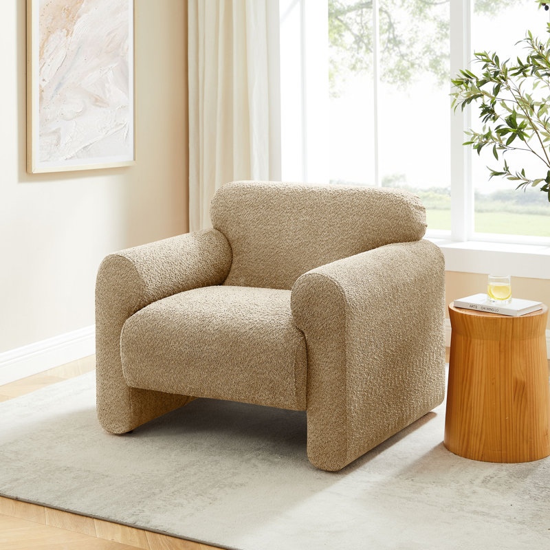 Fauteuil d'appoint rembourré 37 po Kimwana, Bouclette chameau
