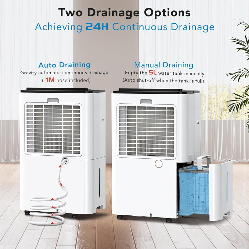 24L/Day Dehumidifier – Auto Shut-Off, 5L Tank, Quiet 43Db For 20-30M² Rooms