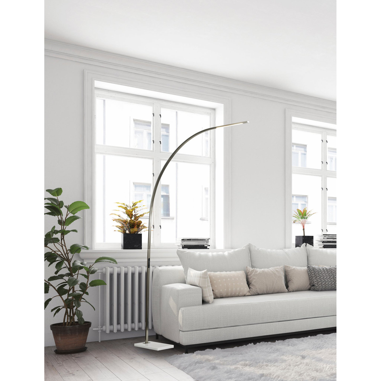 Esmerelda 91'' Dimmable LED Floor Lamp, Brushed Steel, Brushed Steel/Frosted Diffuser