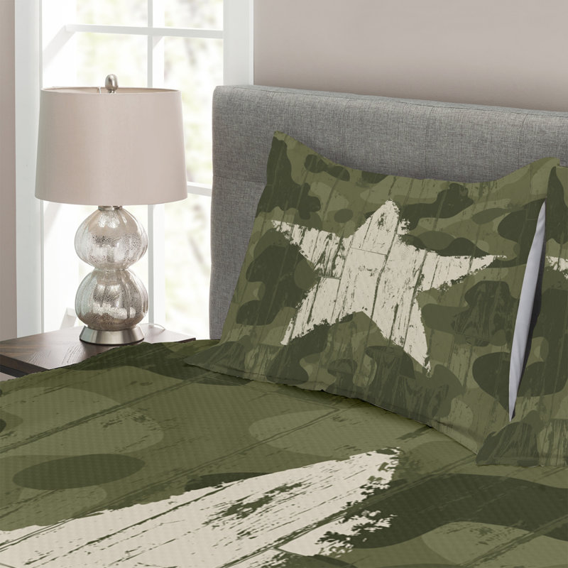 Camouflage Bedspread Set with Shams, 220 x 264 cm