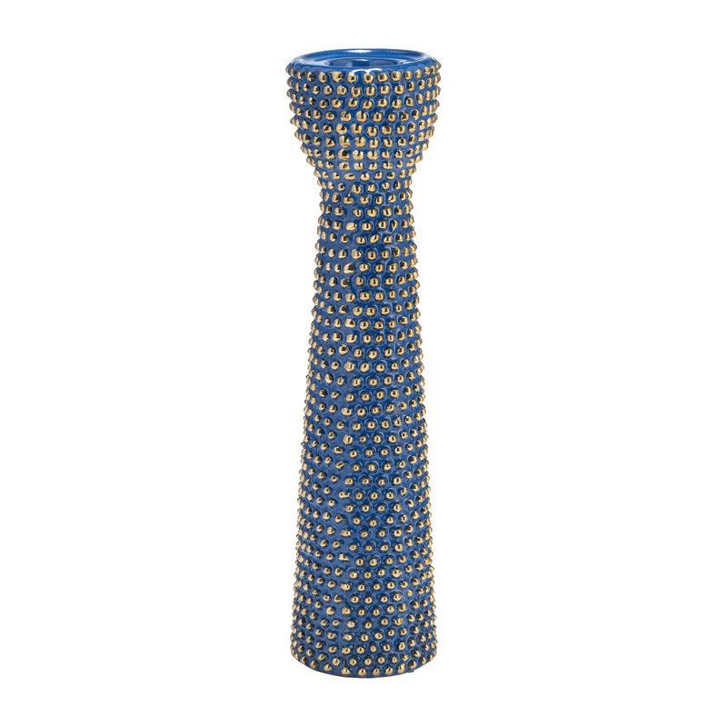 Porte-bougie en céramique moderne, H 16 po x l 4 po x P 4 po, Bleu à pointes