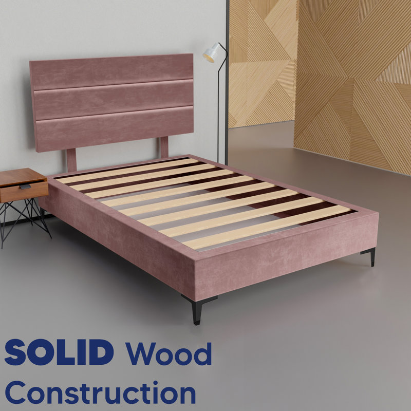 Allondra Upholstered Platform Bed, Full, Dark Pink