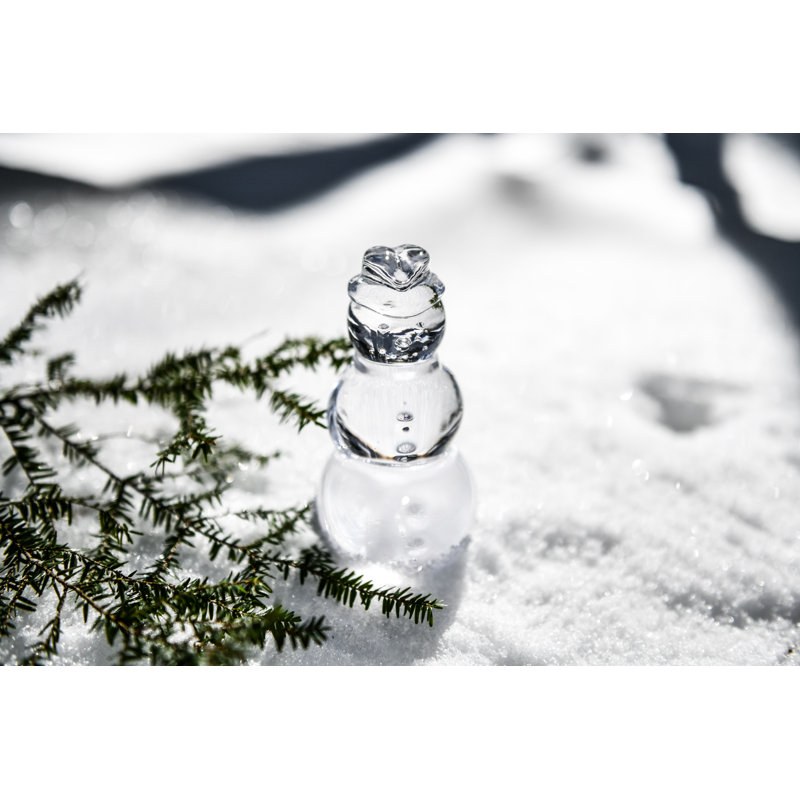 Handmade Glass Tall Snowman Figurine, Medium